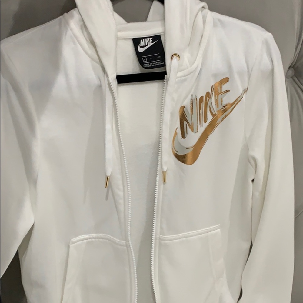 White nike zippered hoodie